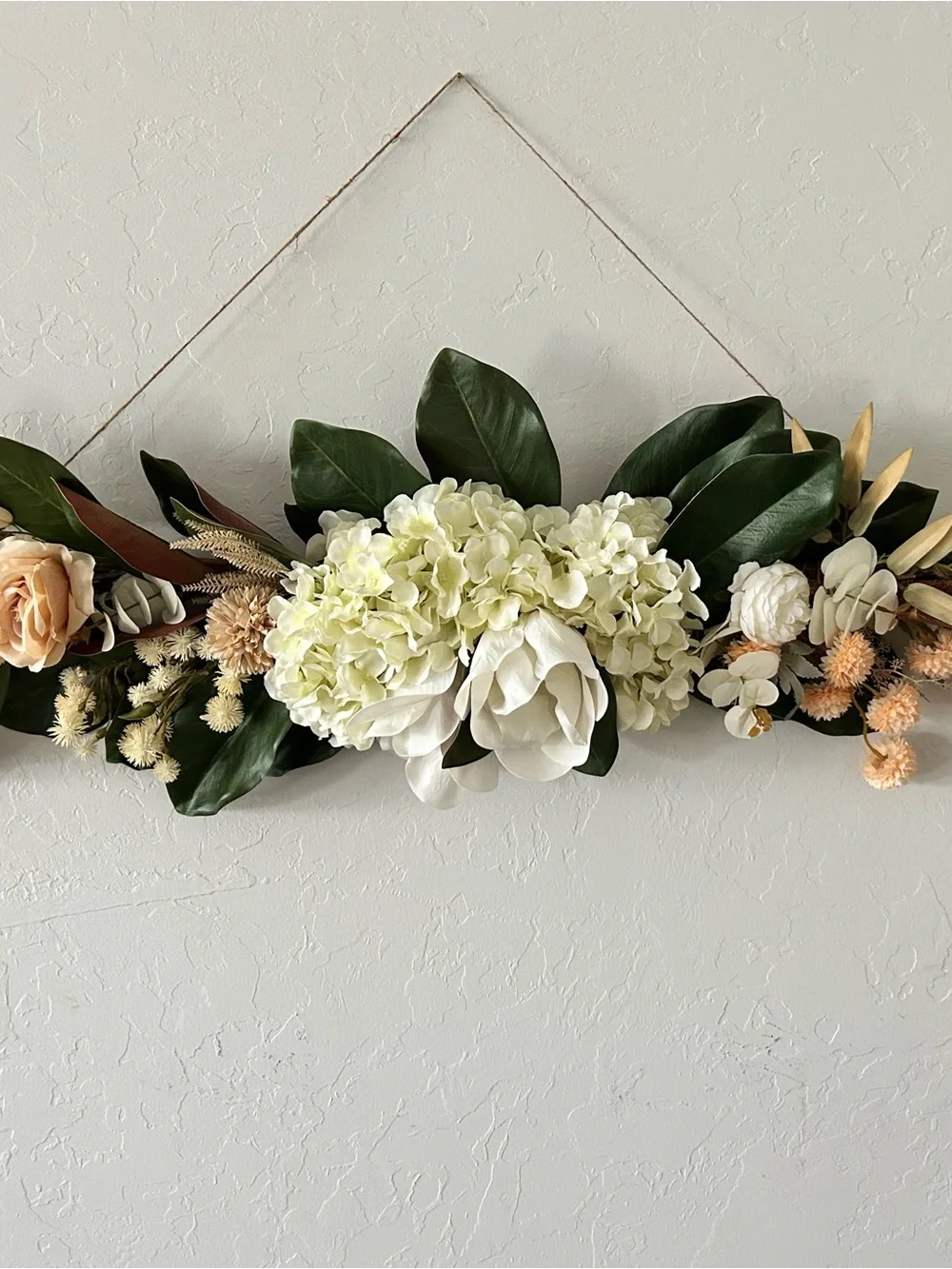 Large Neutral Cream Green Floral Wall Hanging boho farmhouse home decor natural